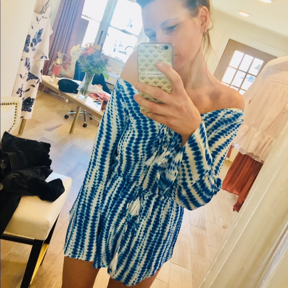 Olivacious Tie dye blue and white romper